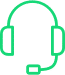 A green pixel art of a person 's head with headphones.