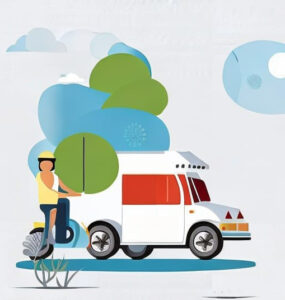 HGIA website image of a person an a Segway next to a ice-cream truck, enroute to but Health and Dental Insurance Bundle from Harris General Insurance Agency 504 353-1533